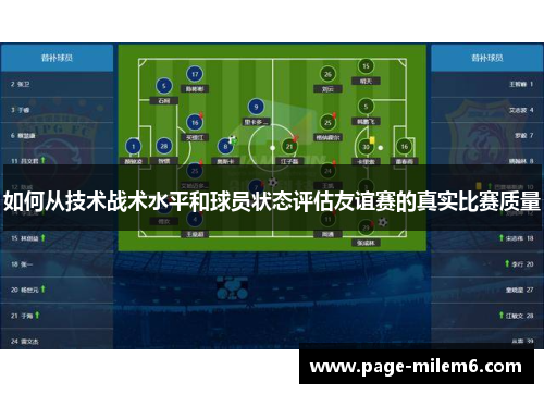 如何从技术战术水平和球员状态评估友谊赛的真实比赛质量