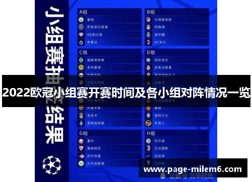 2022欧冠小组赛开赛时间及各小组对阵情况一览