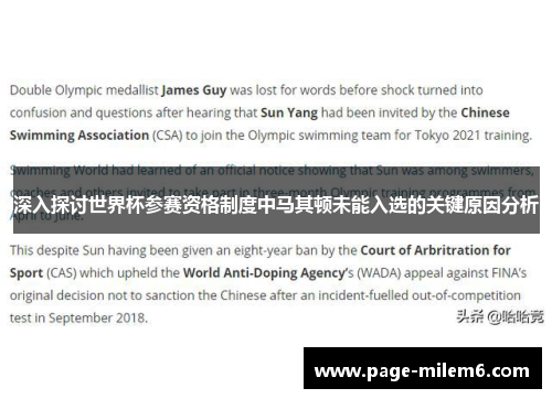 深入探讨世界杯参赛资格制度中马其顿未能入选的关键原因分析