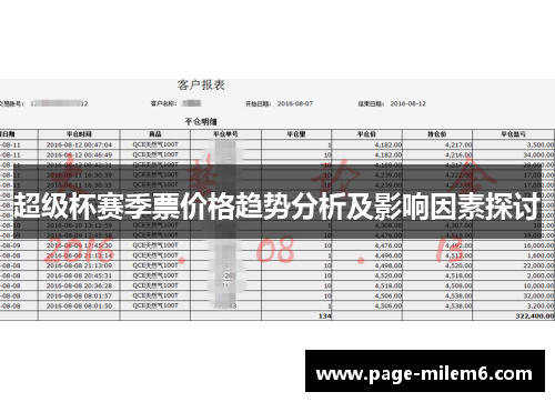 超级杯赛季票价格趋势分析及影响因素探讨